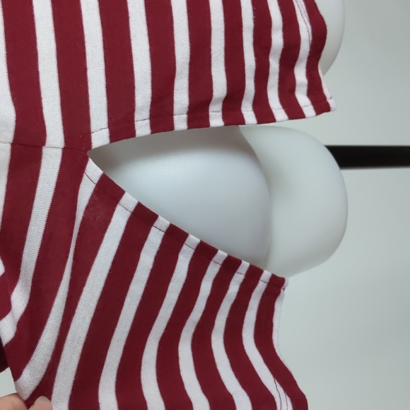 Dannii Minogue Top Size 14P White Red Stripe Long Sleeve Back Slit Hi-Low Hem - Picture 10 of 14